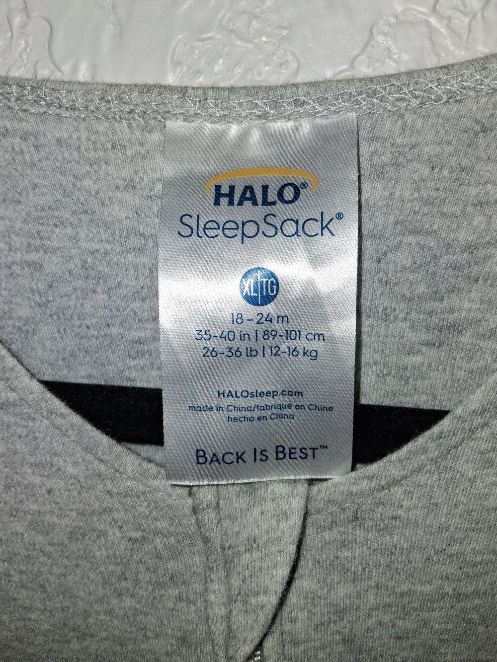 ​HALO SleepSack Wearable Blanket XL 18 to 24 Months Heather Gray Cotton